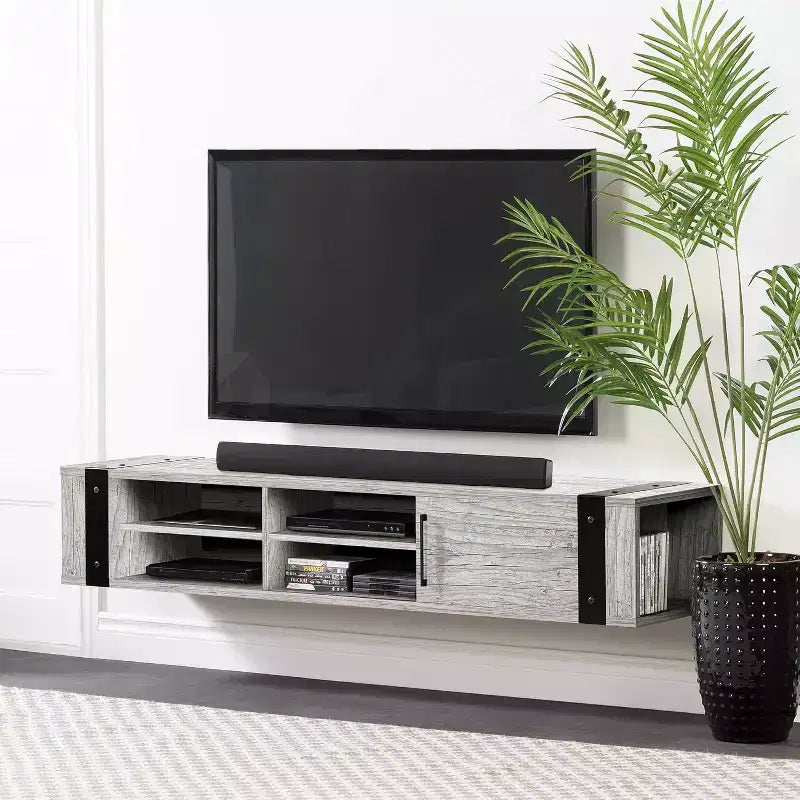 Support mural TV industriel avec étagères réglables pour TV jusqu'à 75"