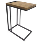 Table d'appoint en forme de C pour canapé avec plateau en bois de café – Table de bout peu encombrante