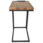 Table d'appoint en forme de C pour canapé avec plateau en bois de café – Table de bout peu encombrante