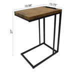 Table d'appoint en forme de C pour canapé avec plateau en bois de café – Table de bout peu encombrante