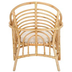 Fauteuil d'appoint Aragorn en rotin noir avec coussin blanc amovible