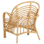 Fauteuil d'appoint Aragorn en rotin noir avec coussin blanc amovible