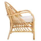Fauteuil d'appoint Aragorn en rotin noir avec coussin blanc amovible