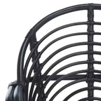Fauteuil d'appoint Aragorn en rotin noir avec coussin blanc amovible