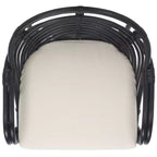 Fauteuil d'appoint Aragorn en rotin noir avec coussin blanc amovible