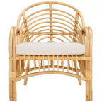 Fauteuil d'appoint Aragorn en rotin noir avec coussin blanc amovible