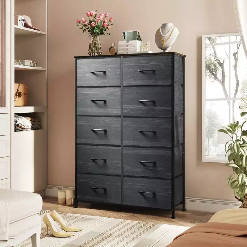 10-Drawer Fabric Storage Tower, Metal Frame, Multiple Colors, for Adults