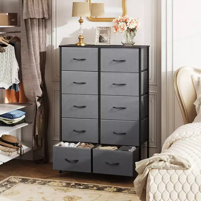 10-Drawer Fabric Storage Tower, Metal Frame, Multiple Colors, for Adults