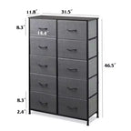 10-Drawer Fabric Storage Tower, Metal Frame, Multiple Colors, for Adults