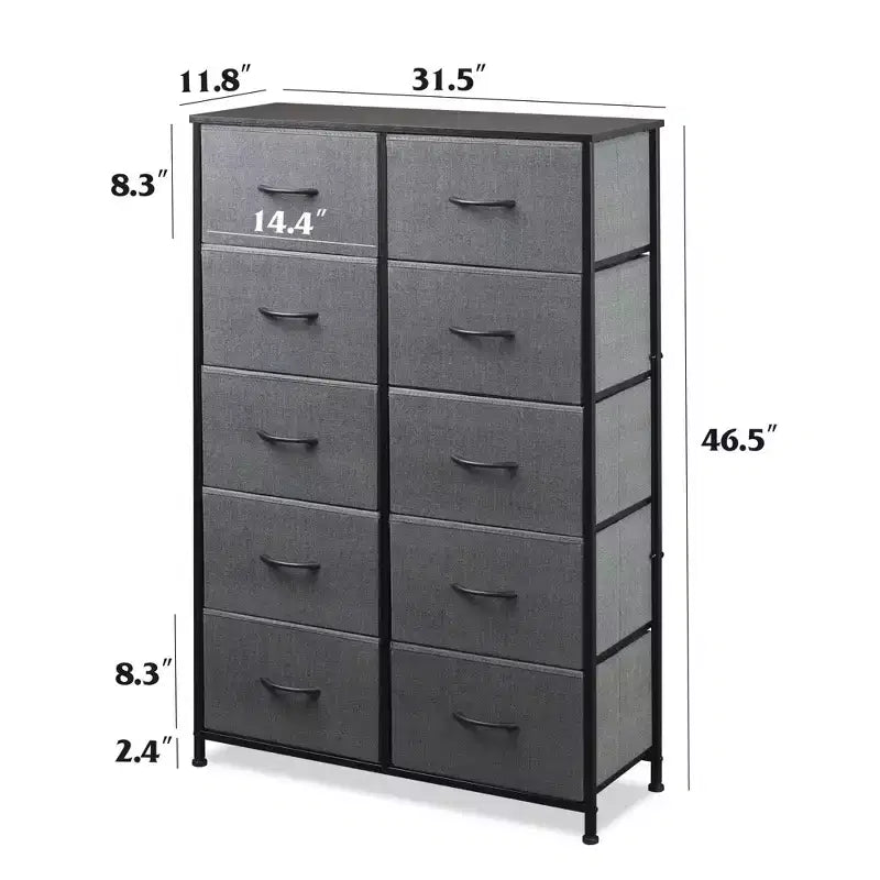 10-Drawer Fabric Storage Tower, Metal Frame, Multiple Colors, for Adults