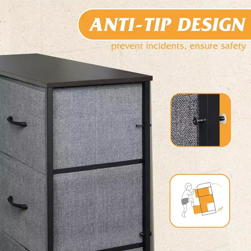 10-Drawer Fabric Storage Tower, Metal Frame, Multiple Colors, for Adults