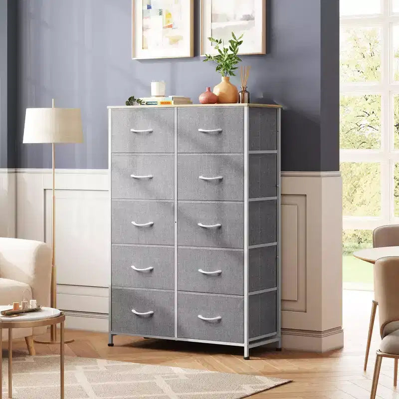 10-Drawer Fabric Storage Tower, Metal Frame, Multiple Colors, for Adults