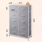 10-Drawer Fabric Storage Tower, Metal Frame, Multiple Colors, for Adults