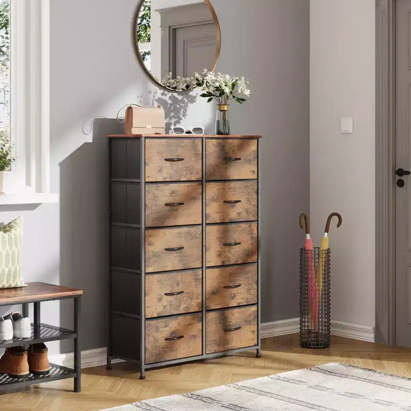 10-Drawer Fabric Storage Tower, Metal Frame, Multiple Colors, for Adults