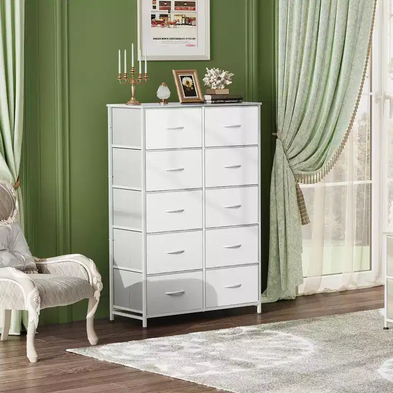 10-Drawer Fabric Storage Tower, Metal Frame, Multiple Colors, for Adults
