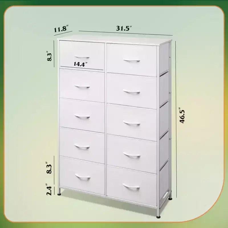 10-Drawer Fabric Storage Tower, Metal Frame, Multiple Colors, for Adults