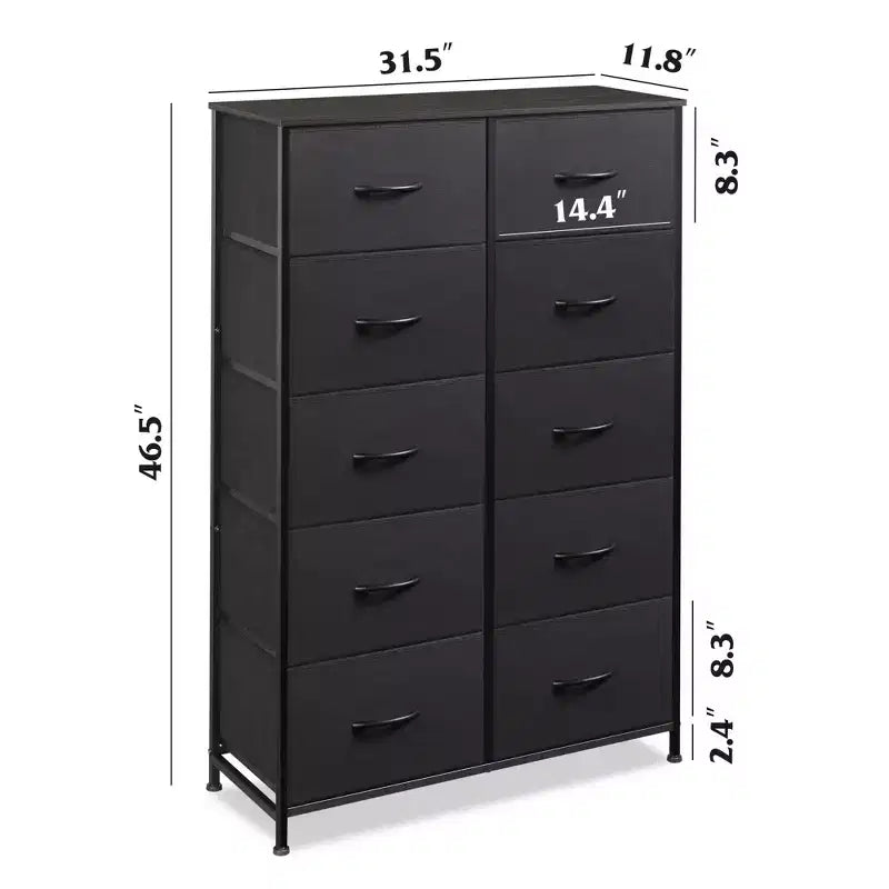 10-Drawer Fabric Storage Tower, Metal Frame, Multiple Colors, for Adults
