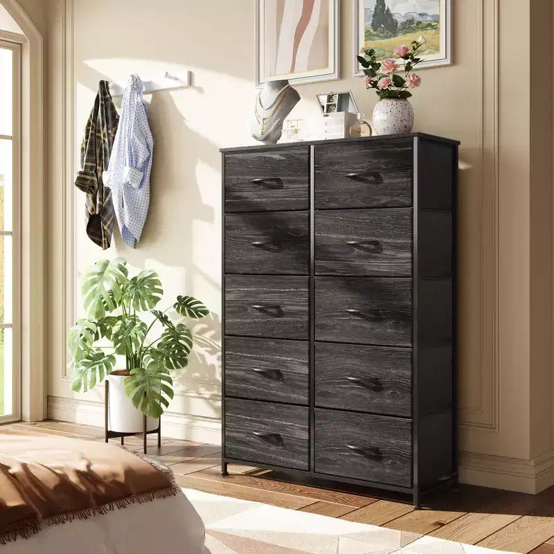10-Drawer Fabric Storage Tower, Metal Frame, Multiple Colors, for Adults