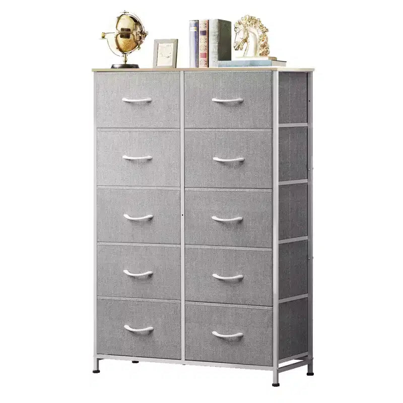 10-Drawer Fabric Storage Tower, Metal Frame, Multiple Colors, for Adults