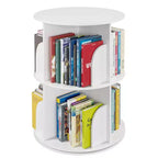 Rotating Bookshelf, Vertical 360 Spinning Shelf Organizer, Space-Saving Round Tower, White-SpaceAid