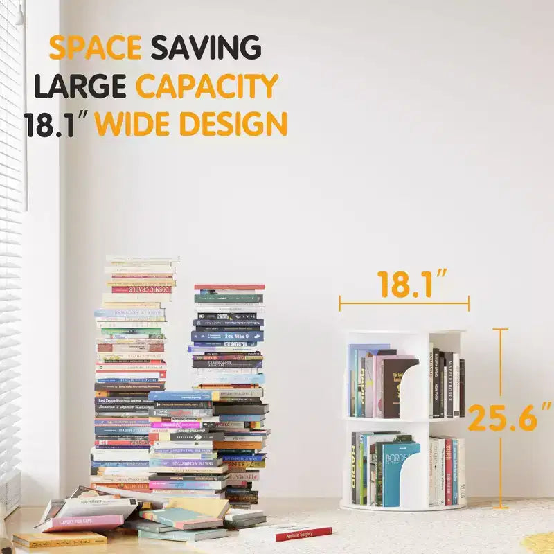 Bibliothèque tournante à 360° à 2 niveaux blanche pour 1 personne