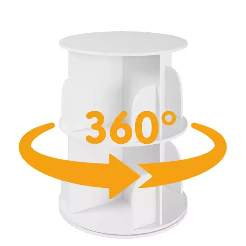 Bibliothèque tournante à 360° à 2 niveaux blanche pour 1 personne