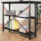 Bureau d'angle en L avec étagères, noir/marron/gris/chêne, 1 personne, 119 cm
