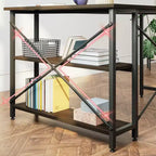 Bureau d'angle en L avec étagères, noir/marron/gris/chêne, 1 personne, 119 cm