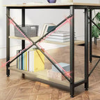 Bureau d'angle en L avec étagères, noir/marron/gris/chêne, 1 personne, 119 cm