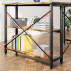 Bureau d'angle en L avec étagères, noir/marron/gris/chêne, 1 personne, 119 cm