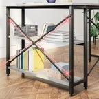Bureau d'angle en L avec étagères, noir/marron/gris/chêne, 1 personne, 119 cm