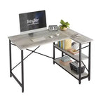 Bureau d'angle en L avec étagères, noir/marron/gris/chêne, 1 personne, 119 cm
