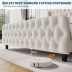Cadre de lit King size en velours gris avec tête de lit capitonnée, Pour 2