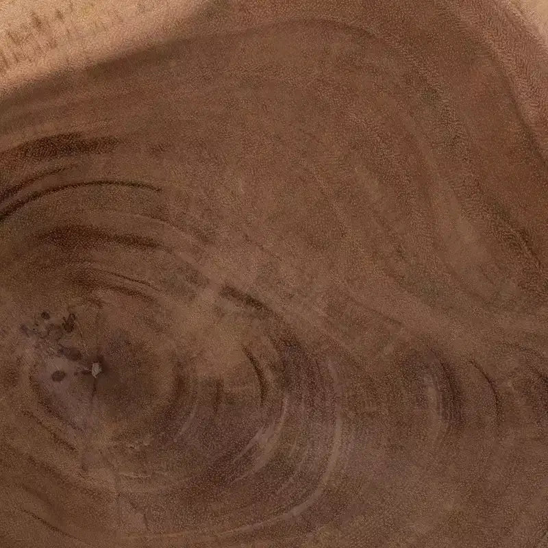 Table d'appoint ronde en teck naturel Liberte – Piètement bohème en forme de branche sculptée