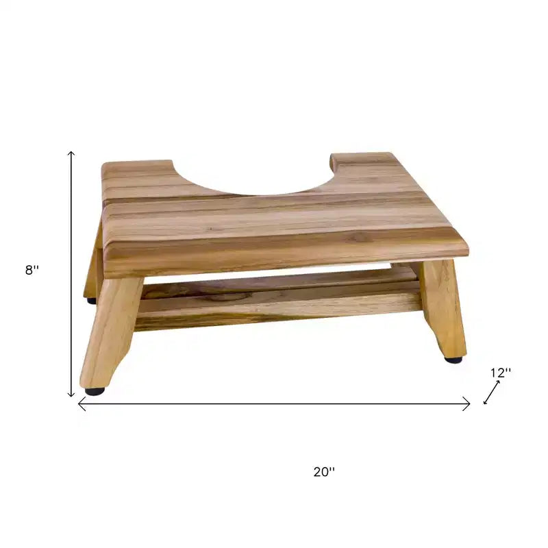 8" Natural Solid Teak Wood Bathroom Toilet Stool – Spa Style Squatting Aid