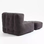 Pouf poire noir/rouge/blanc, une place, velours