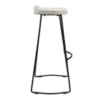 30" Handcrafted Backless Barstool – Whitewashed Mango Wood Saddle Seat & Black Metal Base