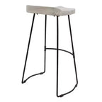 30" Handcrafted Backless Barstool – Whitewashed Mango Wood Saddle Seat & Black Metal Base
