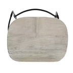30" Handcrafted Backless Barstool – Whitewashed Mango Wood Saddle Seat & Black Metal Base