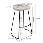 30" Handcrafted Backless Barstool – Whitewashed Mango Wood Saddle Seat & Black Metal Base