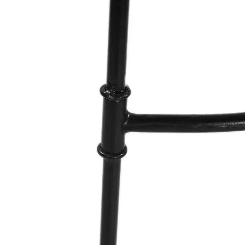 30" Handcrafted Backless Barstool – Whitewashed Mango Wood Saddle Seat & Black Metal Base