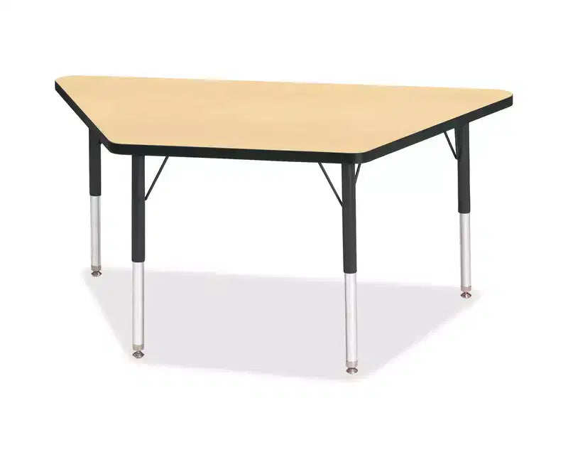Table d'activités trapézoïdale à hauteur élémentaire 24x48 – Noire, réglable en hauteur pour enfants