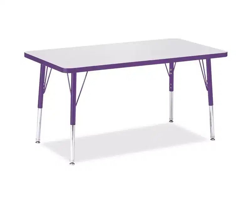 Table d'activité rectangulaire à hauteur élémentaire 24x36 – Violet, réglable en hauteur pour enfants