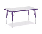 Table d'activité rectangulaire à hauteur élémentaire 24x36 – Violet, réglable en hauteur pour enfants