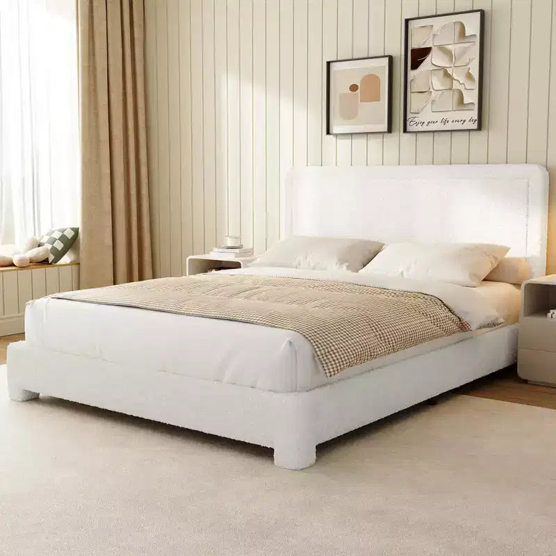 Dyonery Fabric bed frame with headboard Upholstered fabric bed frame, soft rounded corners, adjustable headboard, easy to assemble