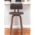 26" Brown Faux Leather Swivel Low Back Counter Height Bar Chair with Footrest
