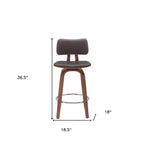 26" Brown Faux Leather Swivel Low Back Counter Height Bar Chair with Footrest