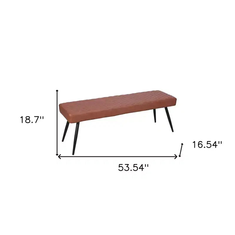 54" Brown & Black Faux Leather Upholstered Dining Bench – Seats 3