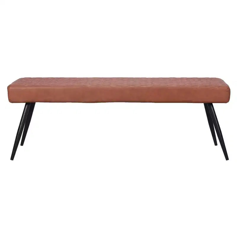 54" Brown & Black Faux Leather Upholstered Dining Bench – Seats 3