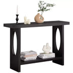 47" Farmhouse Wood Console Table – 2" Thick Veneer Top & 2-Tier Open Shelf